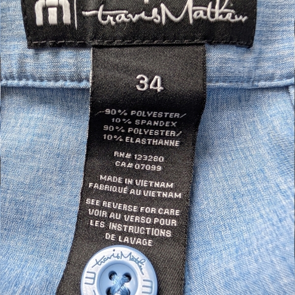 Travis Mathew Golf Shorts Men's Size 34 Light Blue Performance Stretch Excellent - Picture 11 of 12